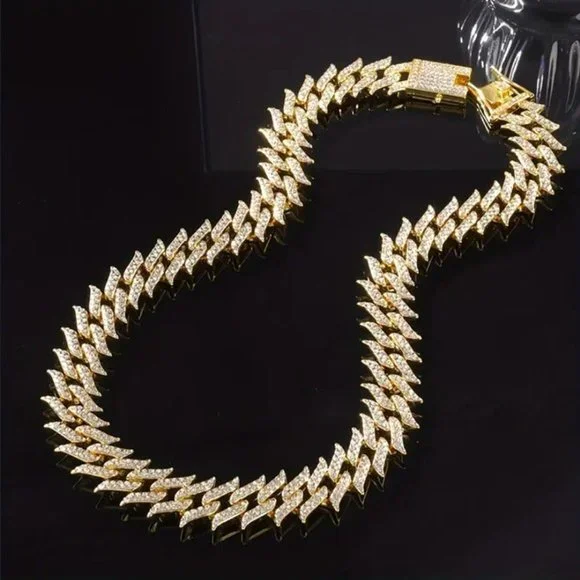 24 Mens 4ct Diamond 14K Gold Cuban Chain Link Necklace 4 ct 14 Karat Silver 24